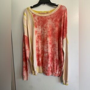 Soft Surroundings Pink Lemonade Tie-Dye Sweater- Size XL